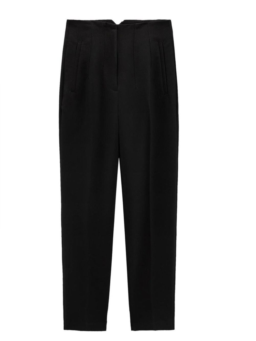 Zara High-Waist Tailored Black Women's Trousers seamed straight leg s